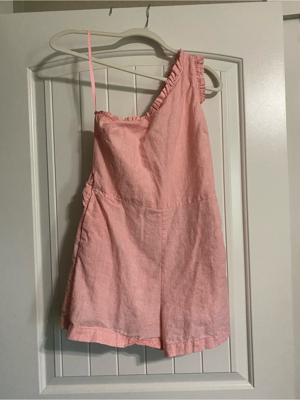 Naked Zebra Pink One-Shoulder Ruffle Romper